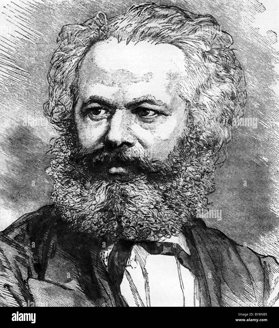 KARL MARX (1818-1883) tedesco un teorico politico ed economista nel 1870 Foto Stock