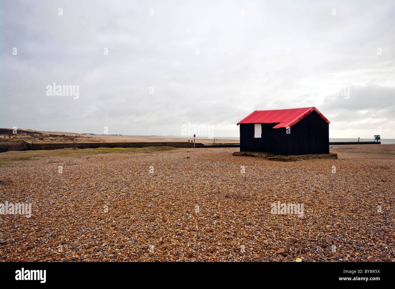 Capanna di stagno di segala Porto Spiaggia ghiaiosa East Sussex England Foto Stock