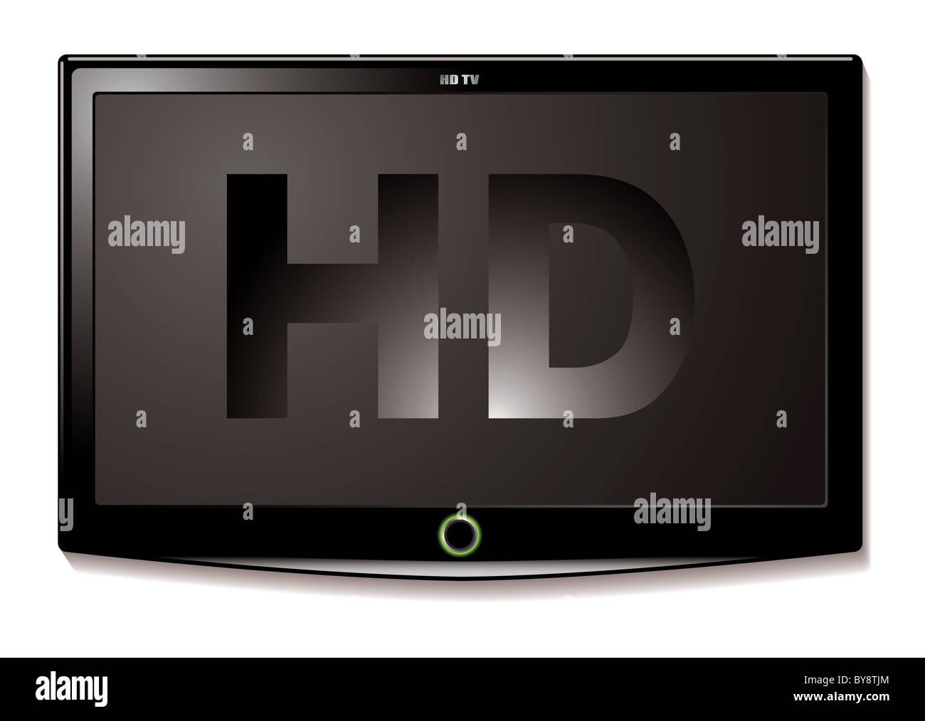 Sottile e moderno TV LCD HD con schermo nero all'esterno del monitor Foto Stock