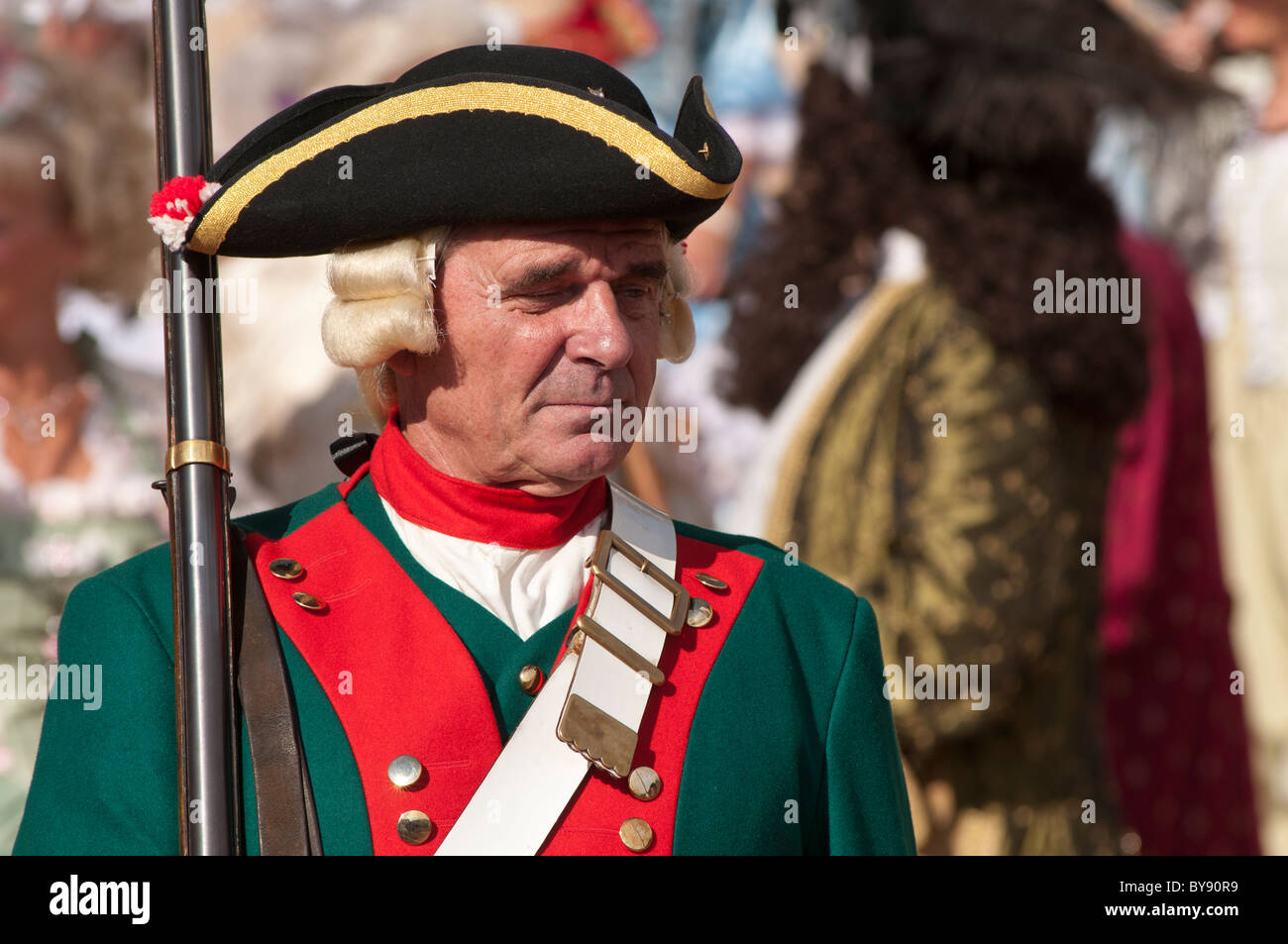 Periodo costume re-enactors presso lo Zwinger a Dresda in Sassonia, Germania, Europa Foto Stock