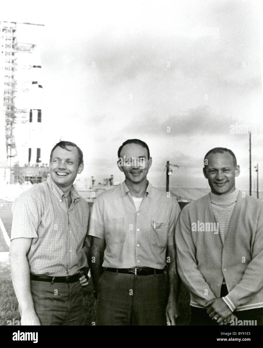 Apollo 11 l'equipaggio di volo, Neil A. Armstrong, Michael Collins e Buzz Aldrin Foto Stock