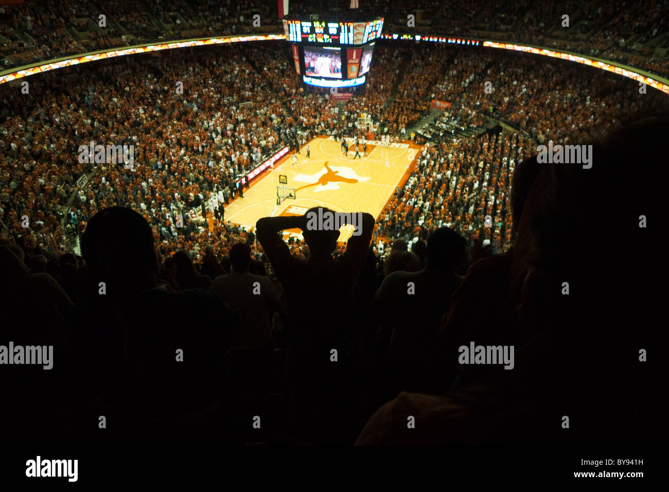 Bummed fuori spettatore presso la University of Texas di Austin gioco di basket a Frank Erwin Center. Foto Stock