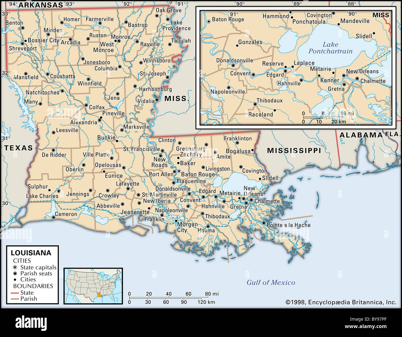 Mappa della louisiana immagini e fotografie stock ad alta risoluzione
