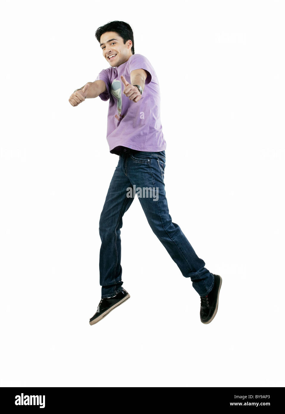 Uomo di saltare in aria Foto Stock