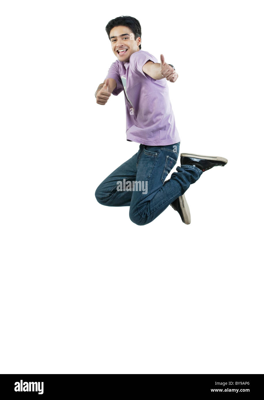 Uomo di saltare in aria Foto Stock