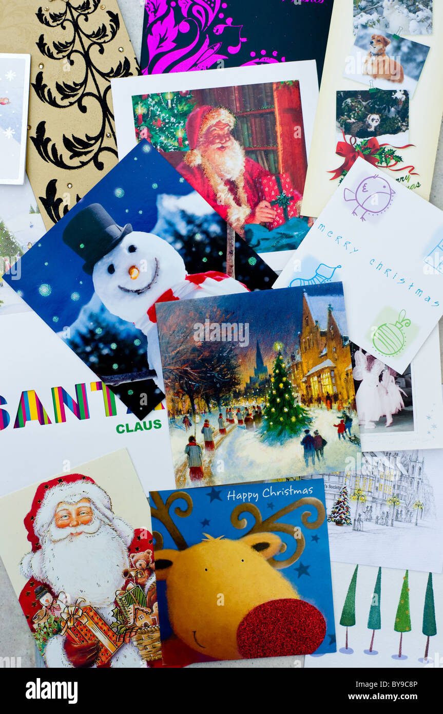 Set 20 Biglietti Di Natale Con Buste Kraft - Motivi Invernali (Campane, Alberi, Renne) - Carta 300g/m²