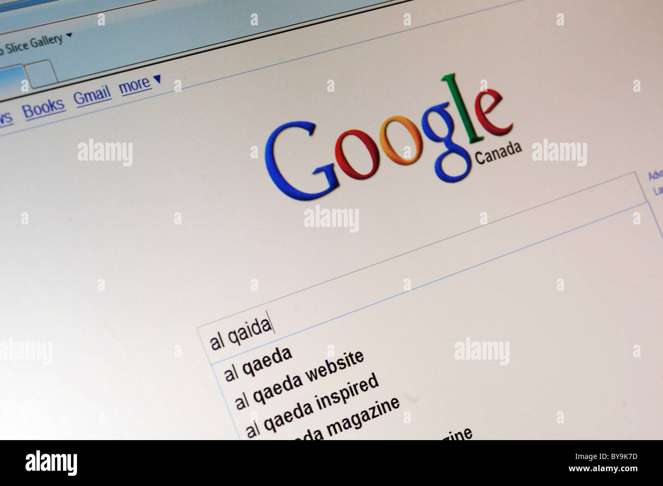 Una ricerca su google per al Qaida Foto Stock