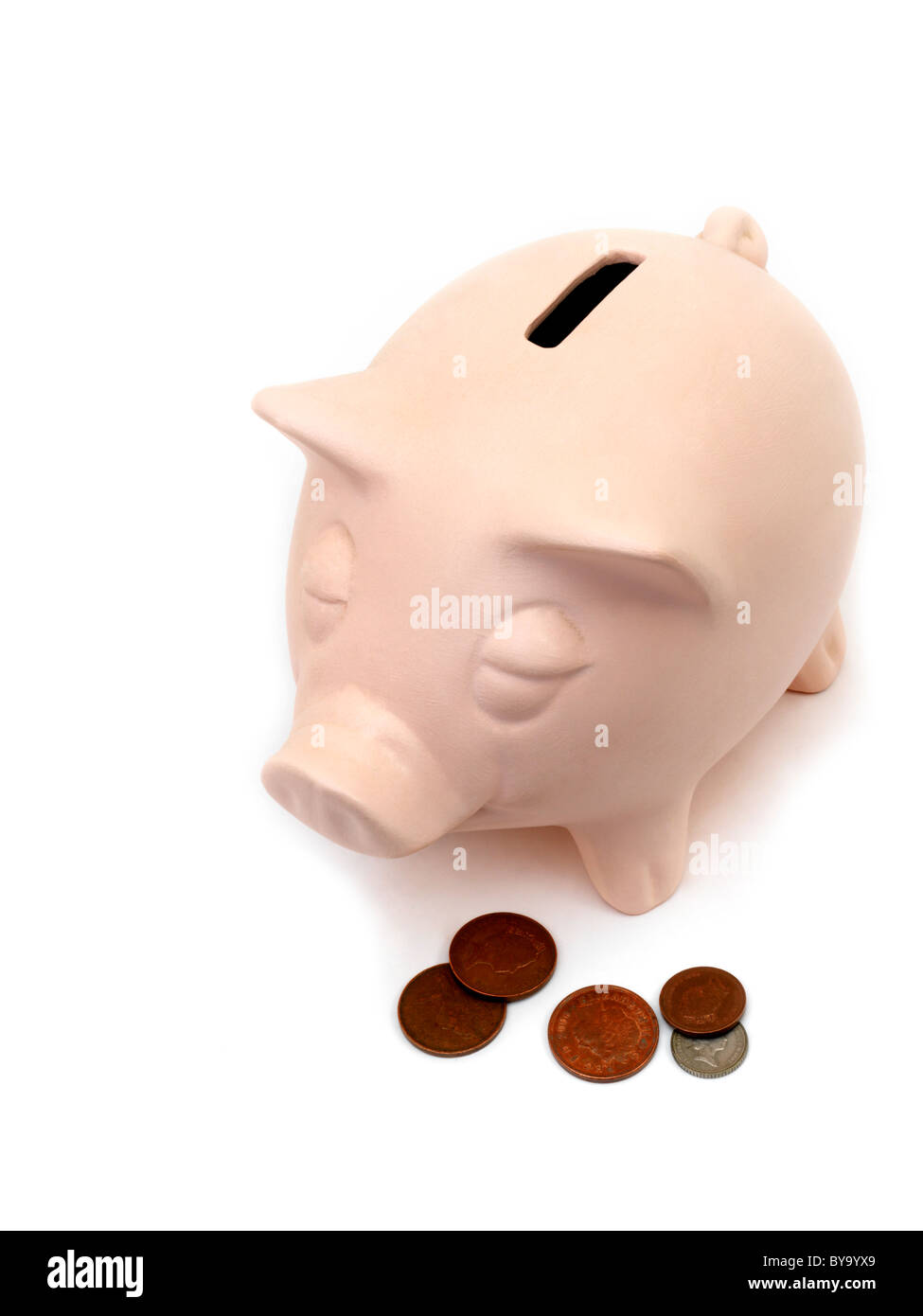 Salvadanaio e monete Foto Stock