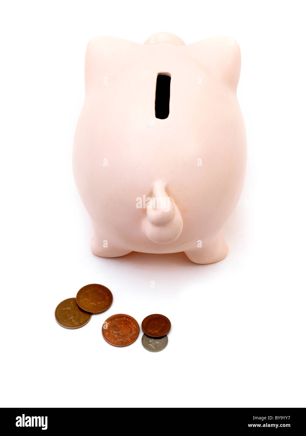 Salvadanaio e monete Foto Stock