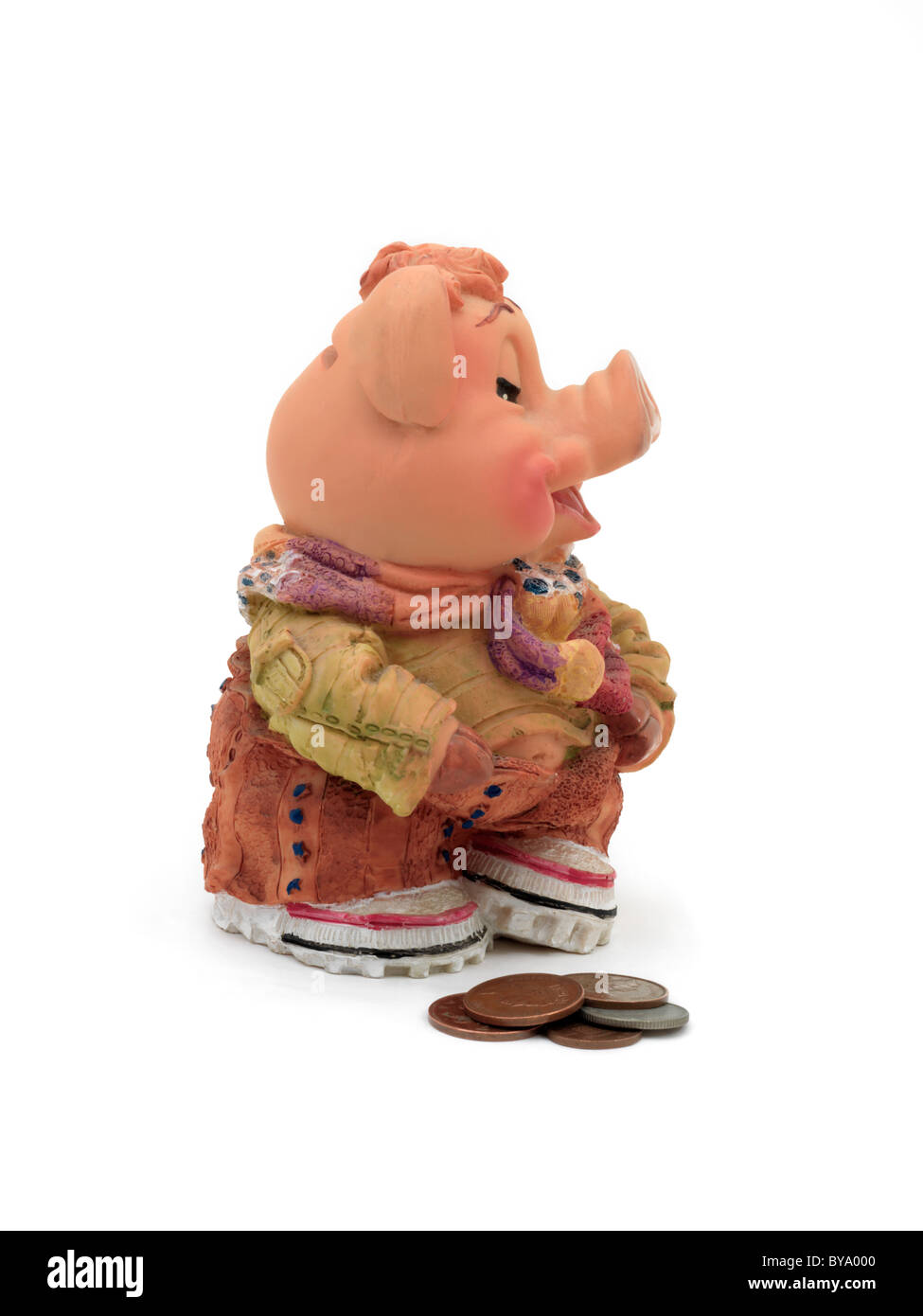 Salvadanaio e monete Foto Stock