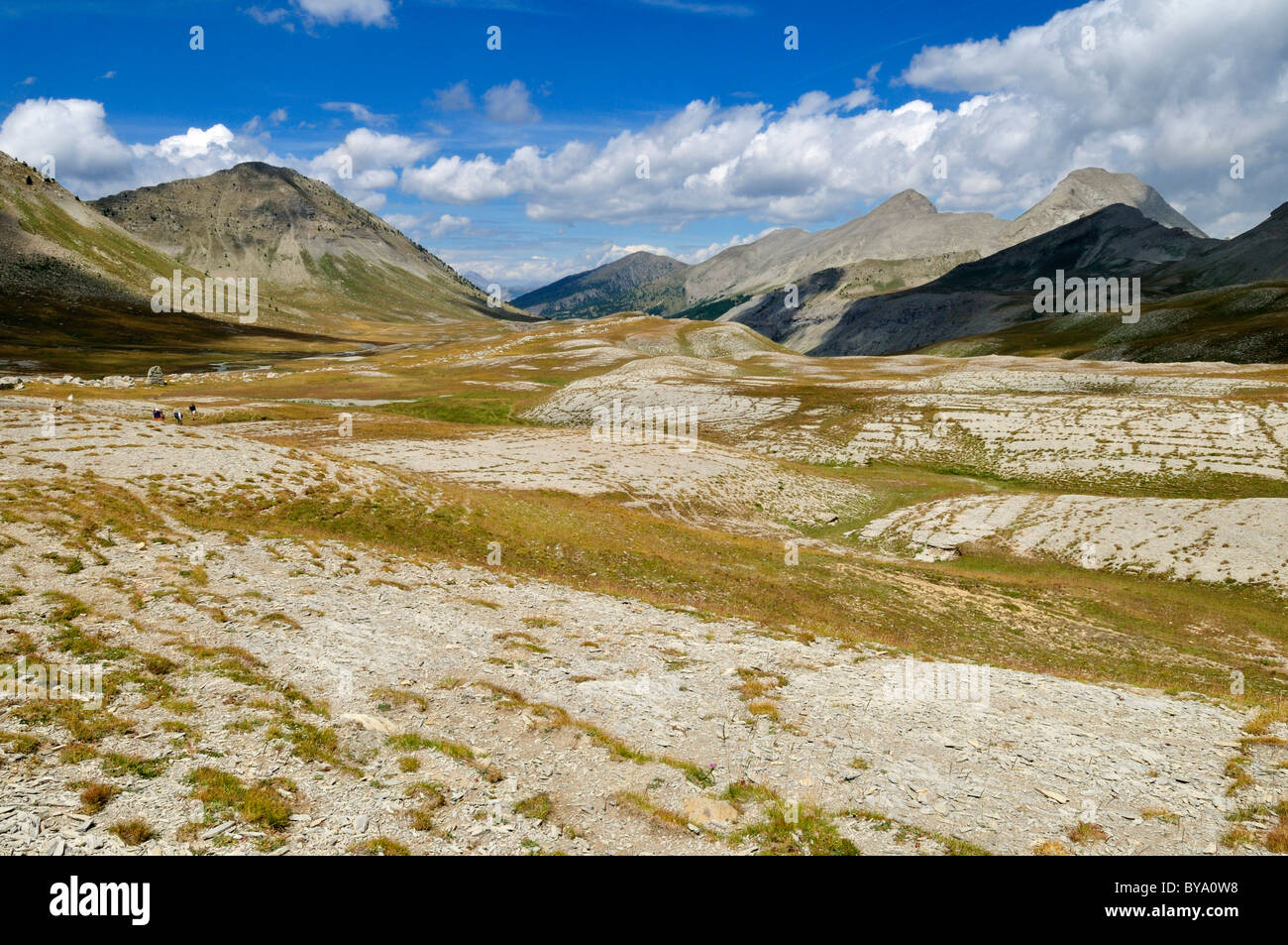 Vista su un altopiano alpino vicino Lacs de lignina, Haute Verdon montagne, Alpes de Haute Provence, Francia Foto Stock