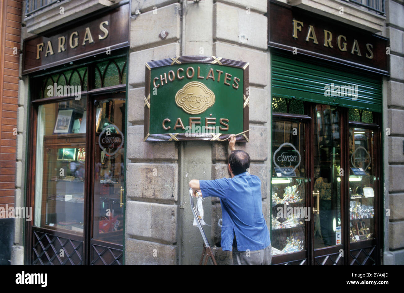 CONFISSERIE CAFE FARGAS, CHOCOLATIER, CARRER DEL PI STREET, Barcellona, in Catalogna, Spagna Foto Stock