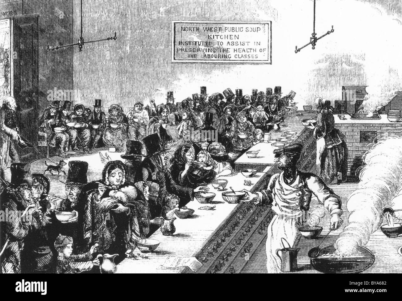 A nord ovest di zuppa di pubblico cucina in Euston Road, Londra dal Illustrated London News nel 1858 Foto Stock