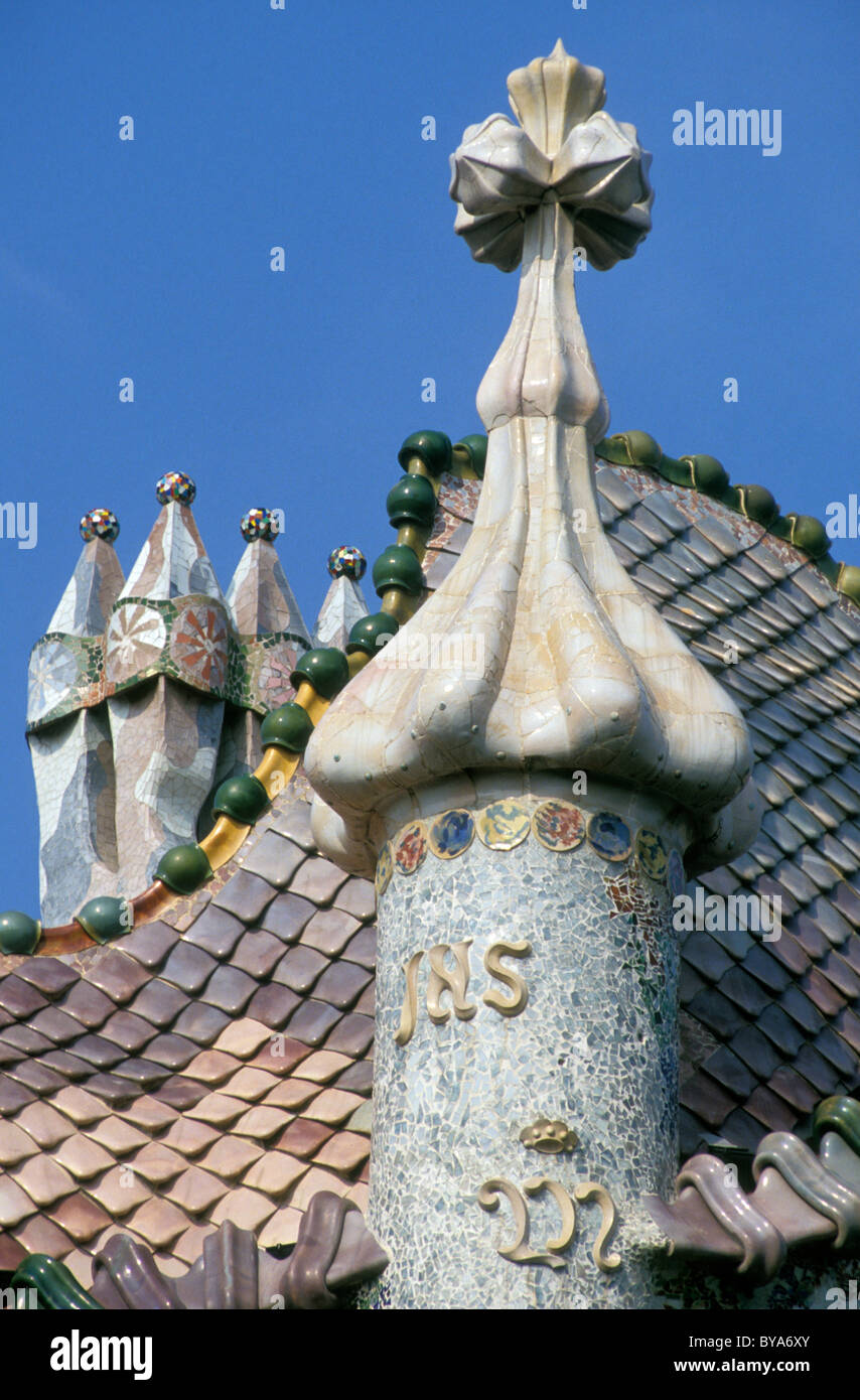 CASA BATLLO, architetto Antoni Gaudi, Passeig de Gracia, Barcellona, in Catalogna, Spagna Foto Stock