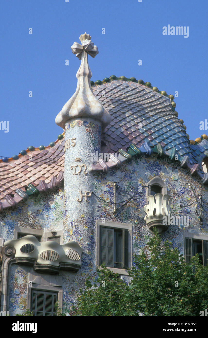 CASA BATLLO, architetto Antoni Gaudi, Passeig de Gracia, Barcellona, in Catalogna, Spagna Foto Stock
