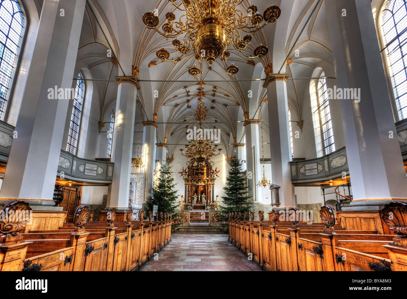 Chiesa di Trinitatis, interno, Copenhagen, Danimarca, in Europa Foto Stock