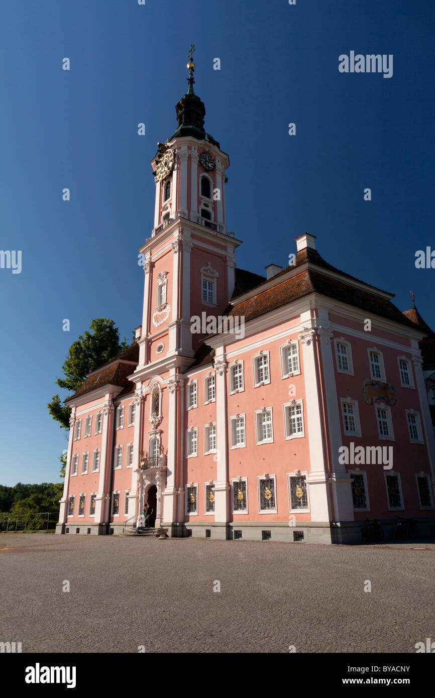 Chiesa del pellegrinaggio di Birnau nella luce della sera, sul lago di Costanza Baden-Wuerttemberg, Germania, Europa Foto Stock