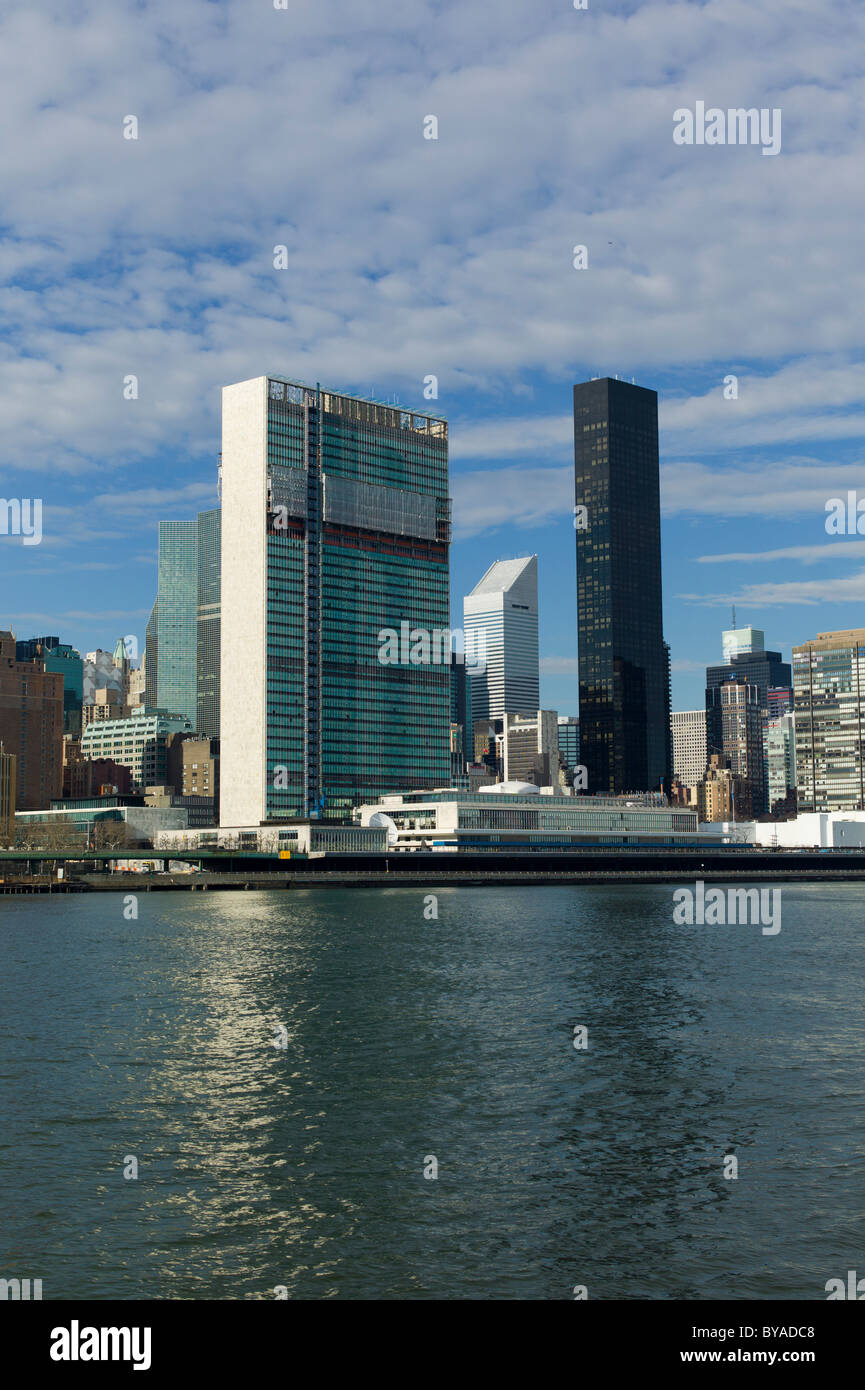 Segretariato delle Nazioni Unite edificio, sede delle Nazioni Unite, Manhattan, New York City, Stati Uniti d'America Foto Stock