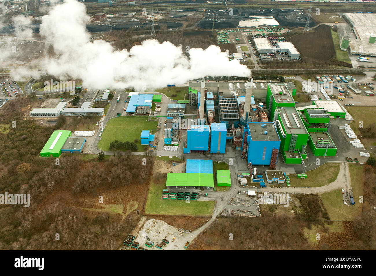 Vista aerea, garbage impianto di incenerimento, Herten, la zona della Ruhr, Renania settentrionale-Vestfalia, Germania, Europa Foto Stock