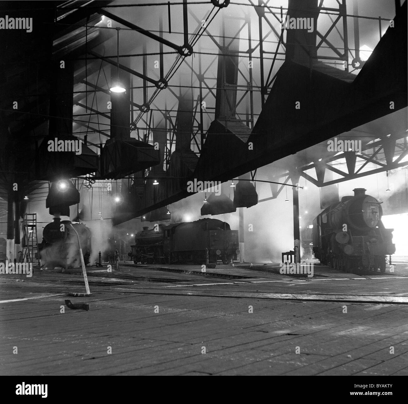 Locomotive a vapore in Oxley Sheds Wolverhampton 1967 Gran Bretagna 1960 IMMAGINE DI DAVID BAGNALL Foto Stock