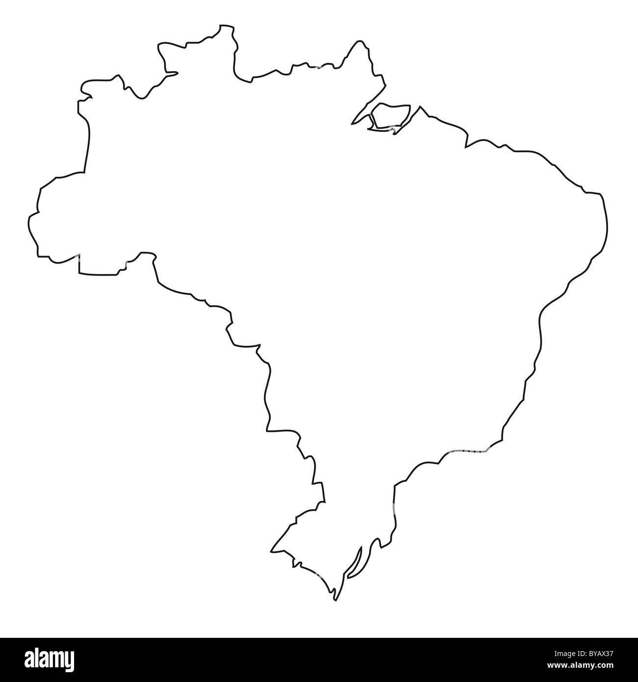 Delineare, mappa del Brasile Foto Stock