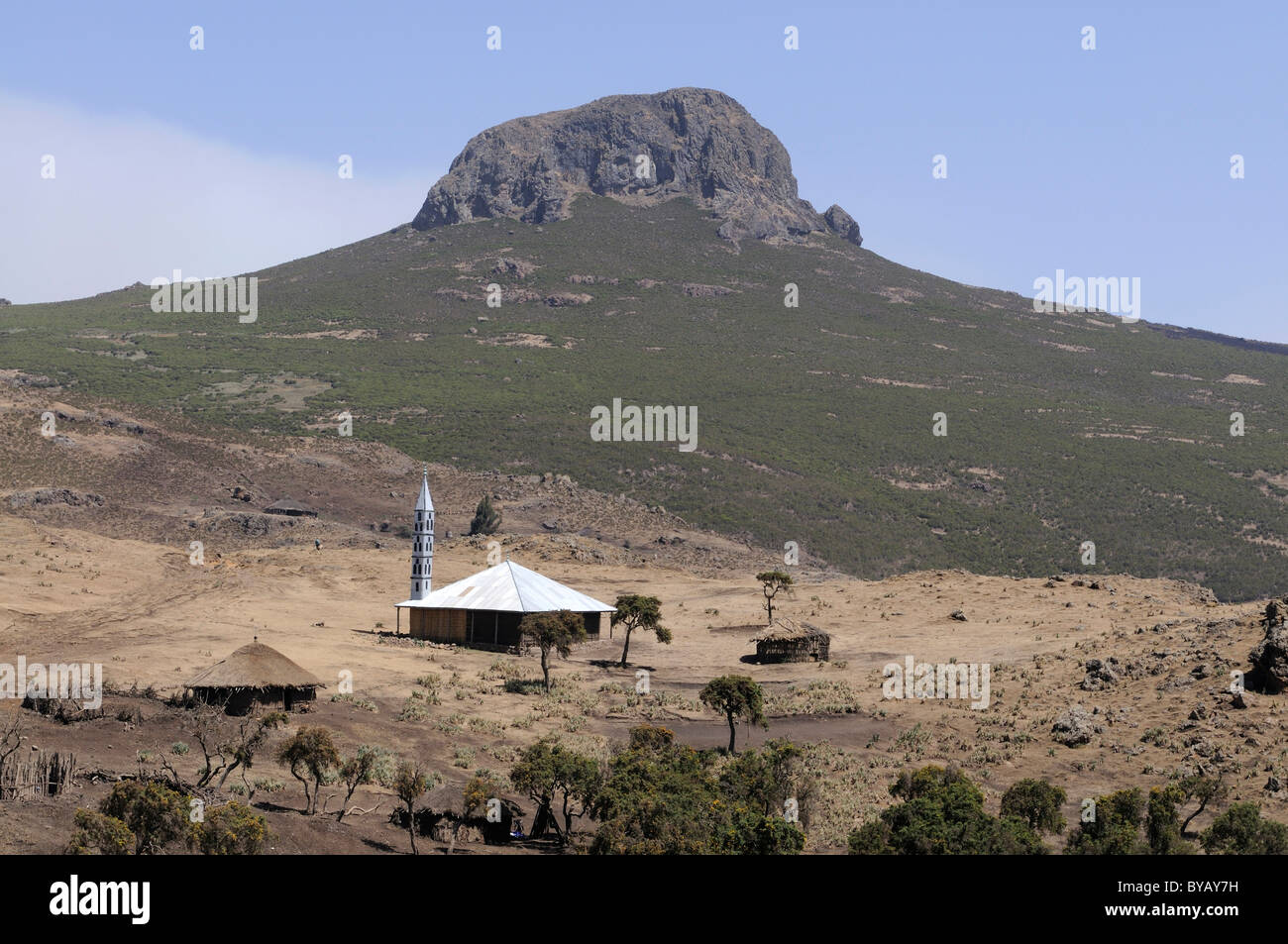 Moschea sul Sanetti Plateau, montagne di balle, Etiopia, Africa Foto Stock
