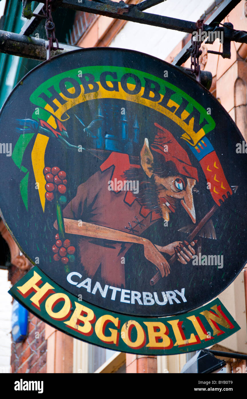 Hobgoblin Pub segno, Canterbury, Kent, Regno Unito Foto Stock