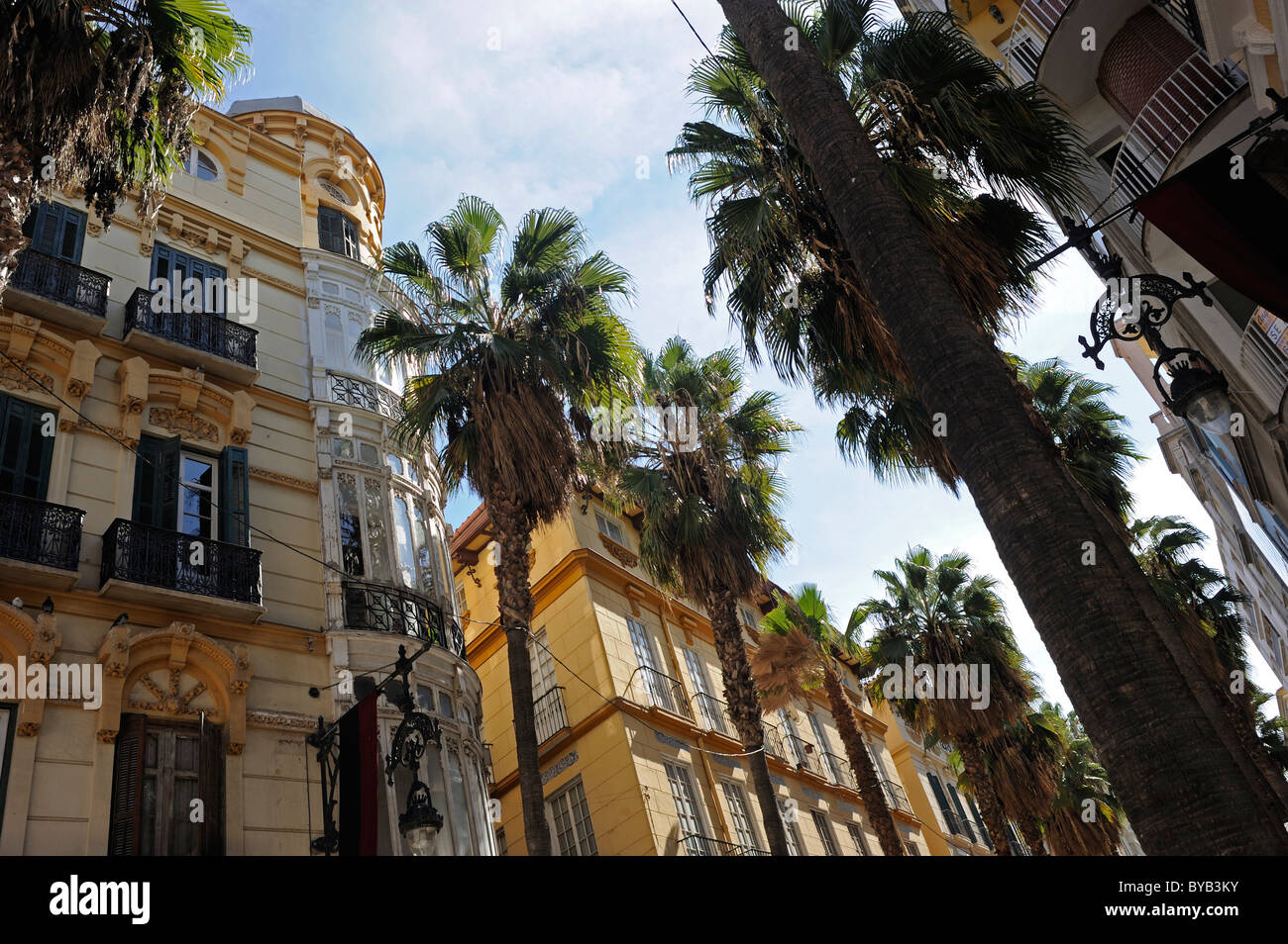 Case, downtown, Malaga, Andalusia, Spagna, Europa Foto Stock