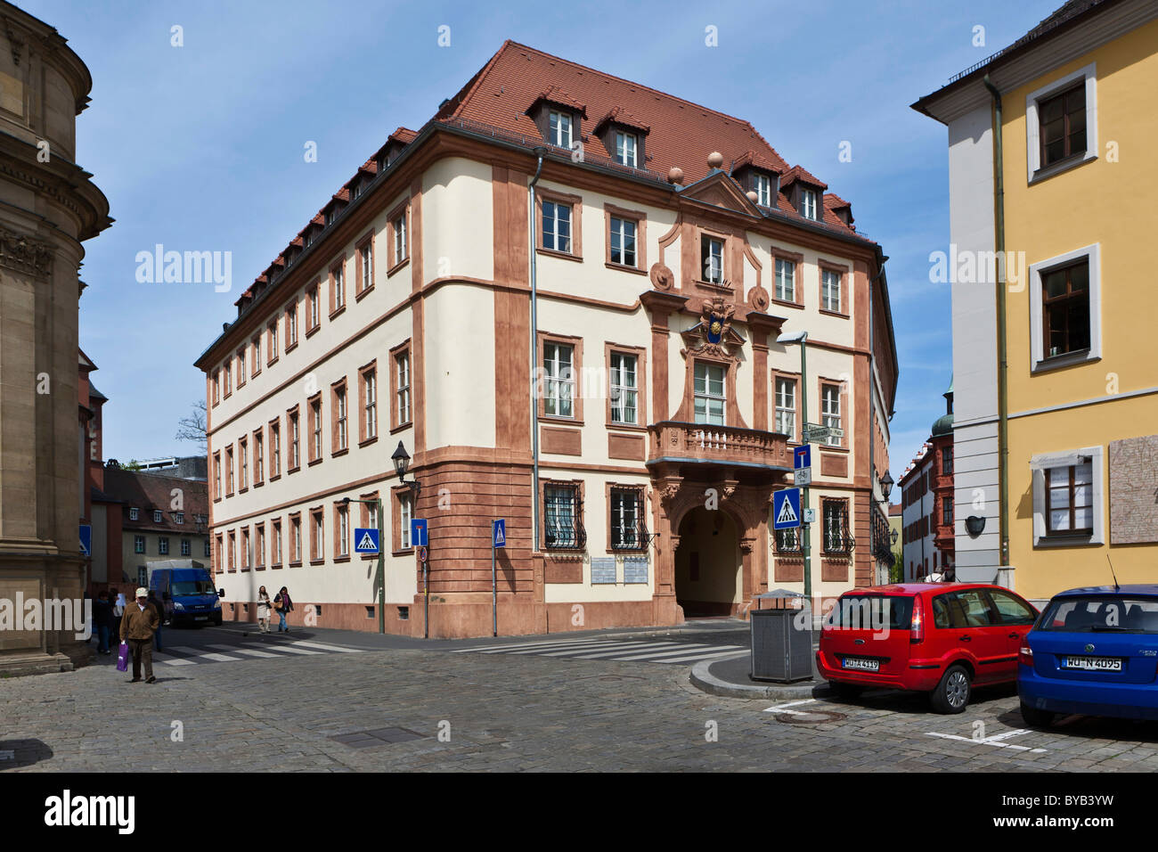 Kardinal-Doepfner-Platz, Wuerzburg, Baviera, Germania, Europa Foto Stock