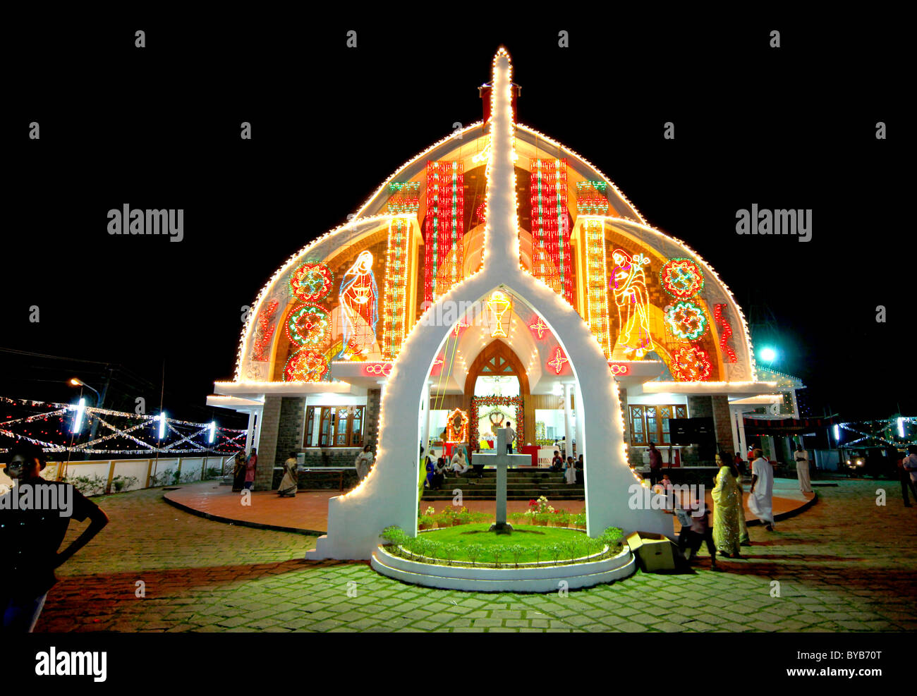 Chiesa cattolica festival, processione, immagini, Cochin, Kochi, Kerala, India, Asia Foto Stock