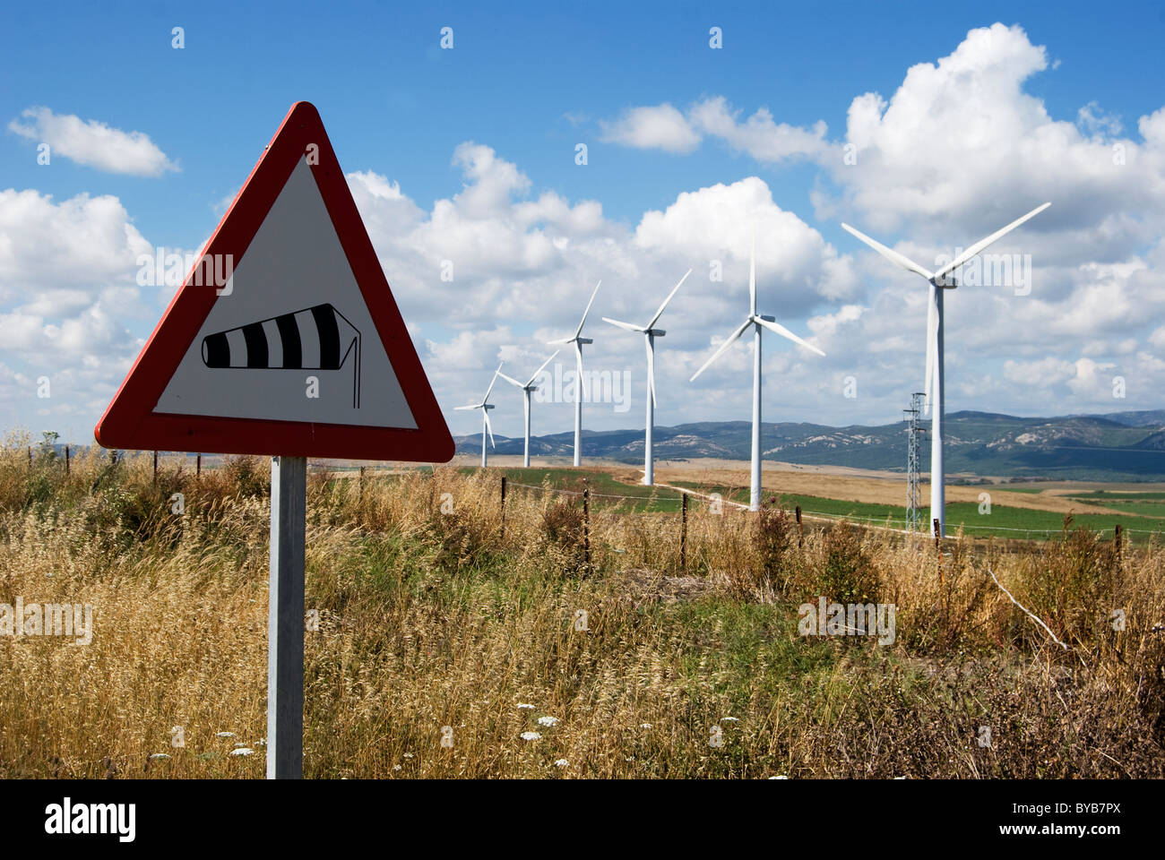 Le turbine eoliche vicino a Tarifa, Andalusia. Foto Stock