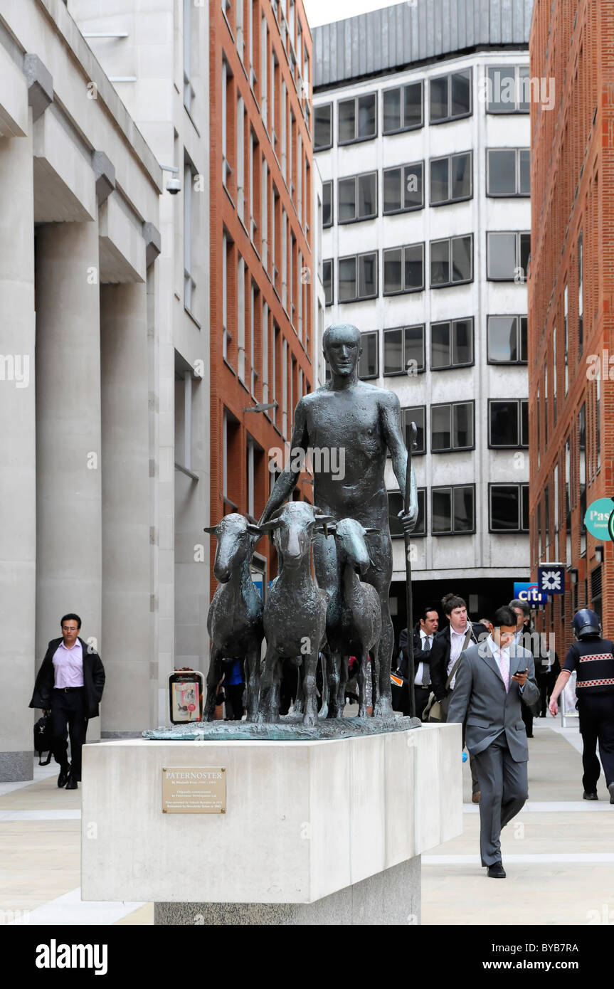 Paternoster, scultura da Elisabeth Frink 1939 - 1993, Londra, Inghilterra, Regno Unito, Europa Foto Stock
