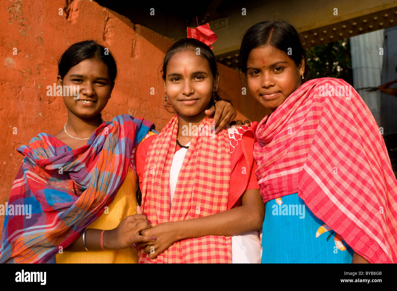 Tre sorridere le donne indiane, Calcutta, Calcutta, India, Asia Foto Stock