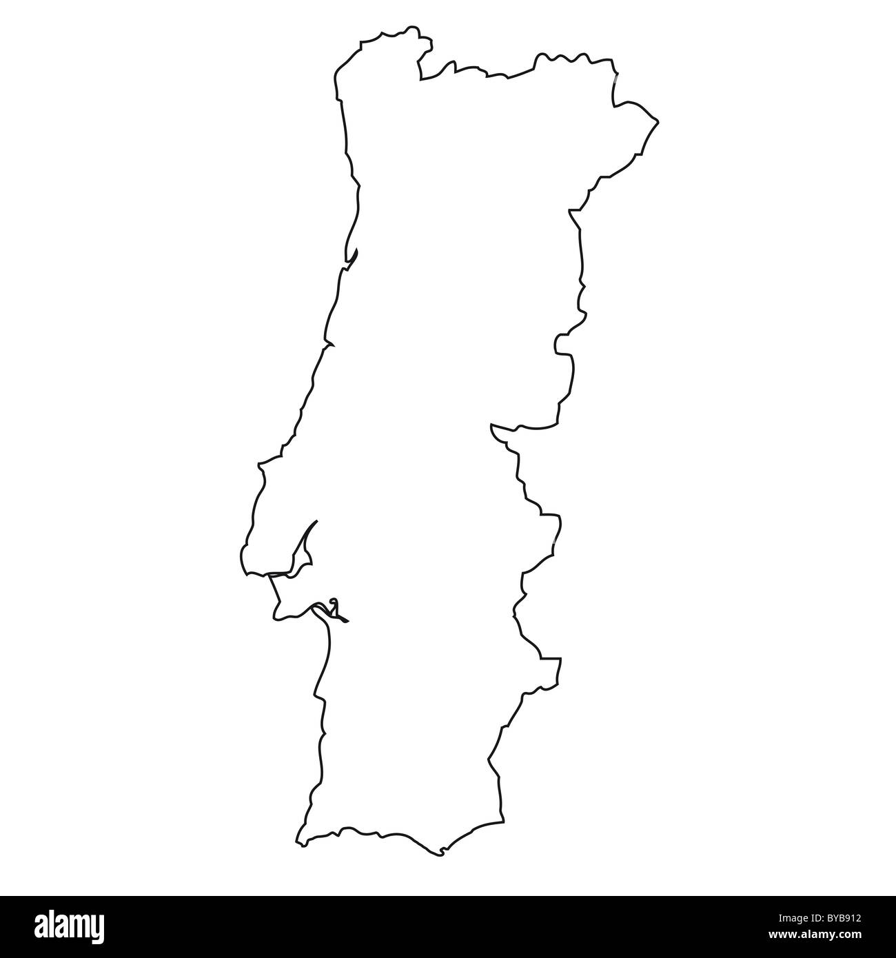 Contorno, Mappa di Portogallo Foto Stock