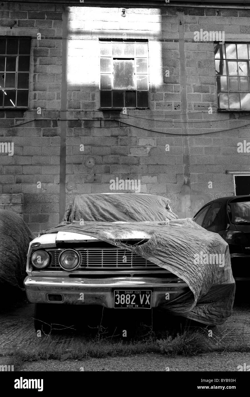 1964 Ford Thunderbird sotto il telone di copertura Foto Stock