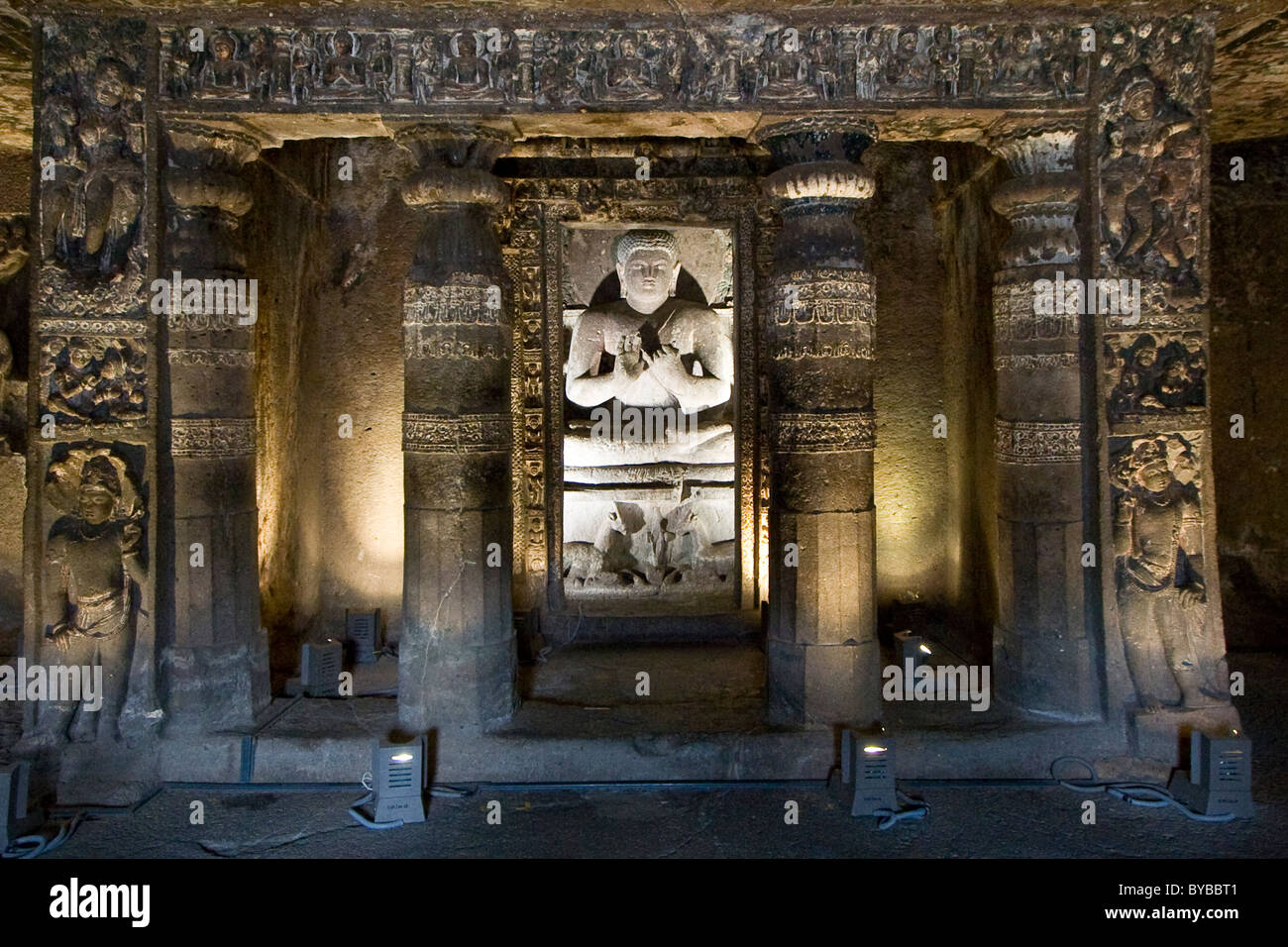 Numero di cave 20, grotte di Ajanta, India Foto Stock