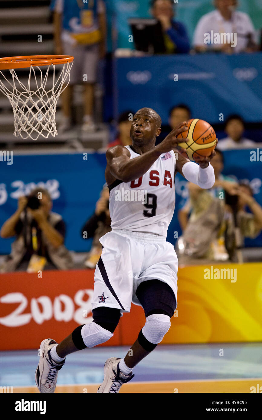 Dwayne Wade (USA) USA-Cina di pallacanestro degli uomini di azione al 2008 Olimpiadi estive a Pechino, Cina Foto Stock