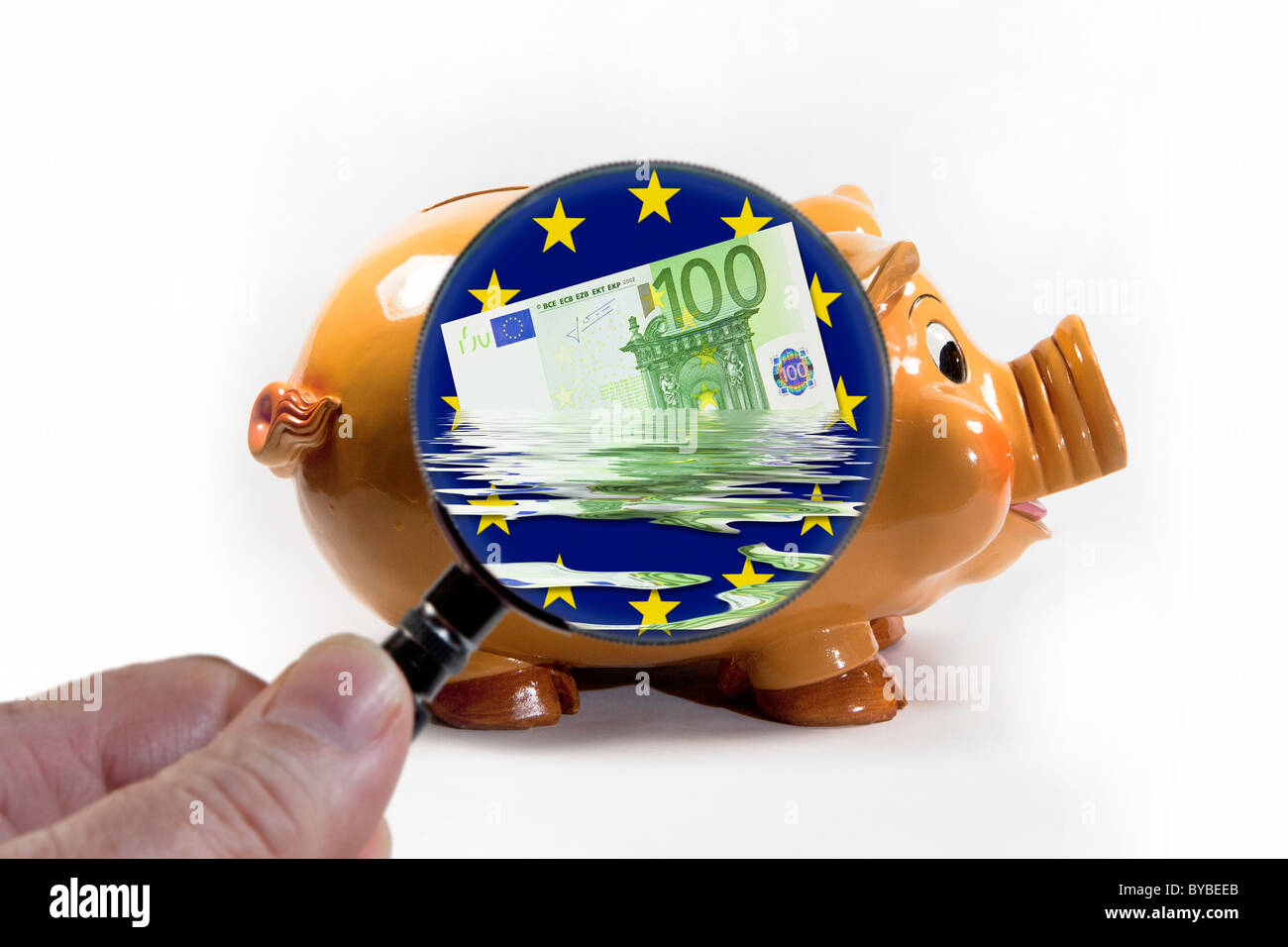 Immagine simbolica per risparmiare denaro nella Unione Europea Foto Stock
