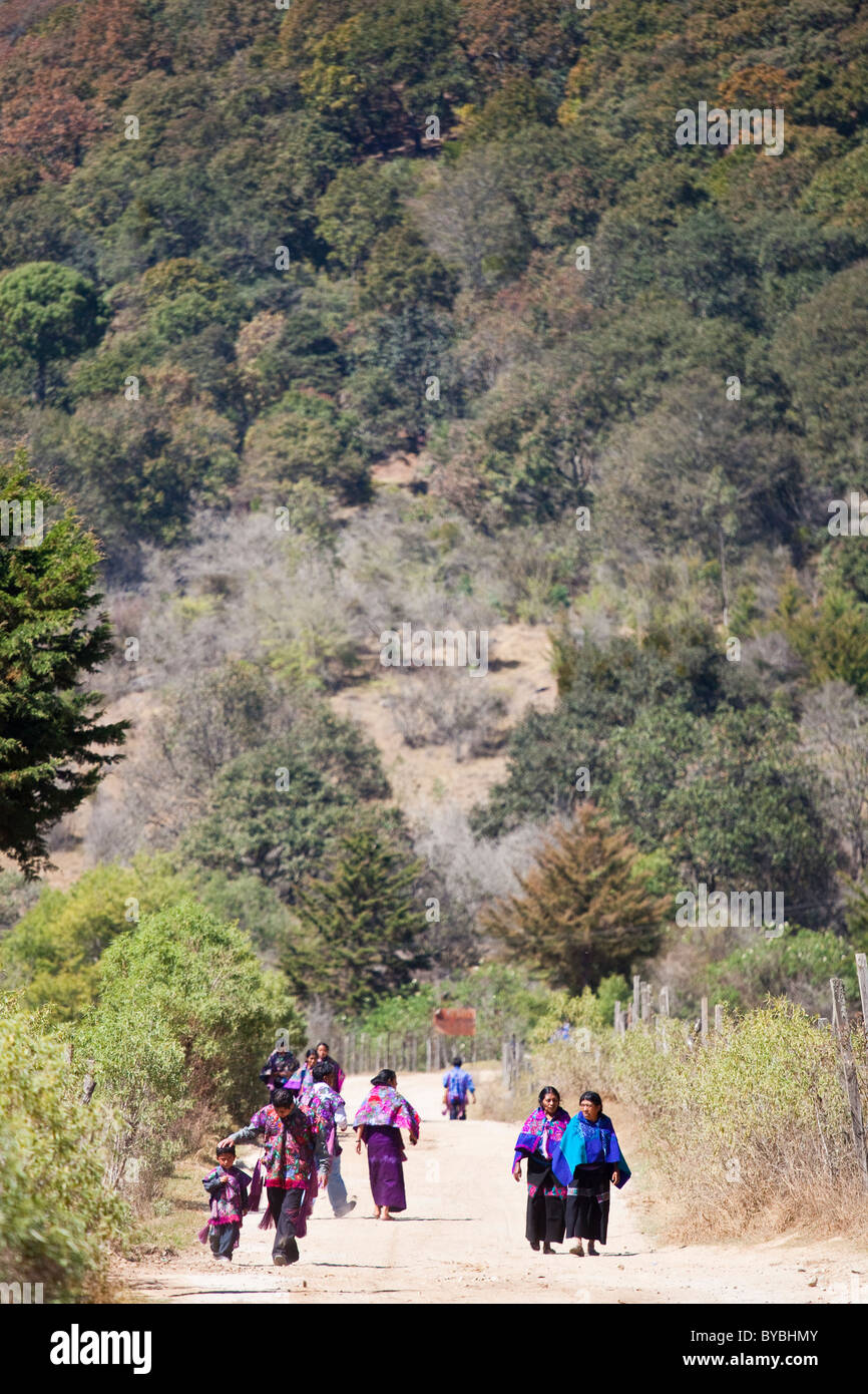 Indgenous popolo Maya in Zinacantán, Chiapas, Messico, 10 km al di fuori di San Cristobal de las Casas Foto Stock