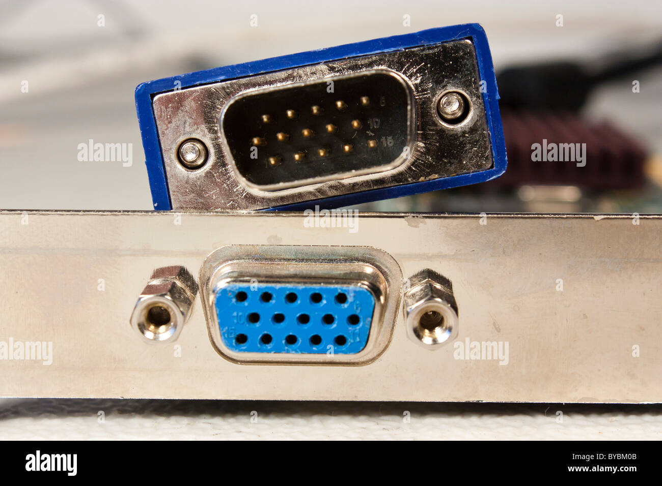Una quindicina di pin connettore video VGA Foto Stock