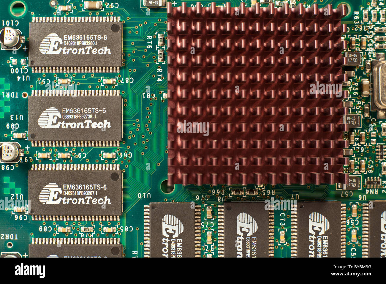 Un dissipatore di calore su un computer scheda video Foto Stock