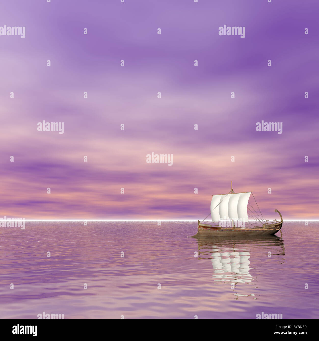 Illustrazione di un antica nave greca Foto Stock