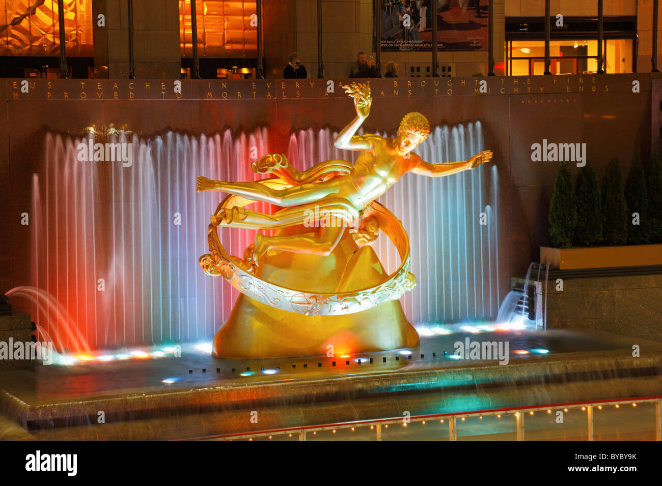 Prometeo statua del Rockefeller Center di New York Foto Stock