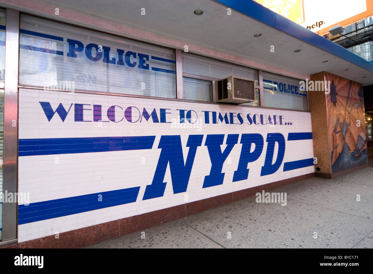Benvenuto a Times Square NYPD Foto Stock