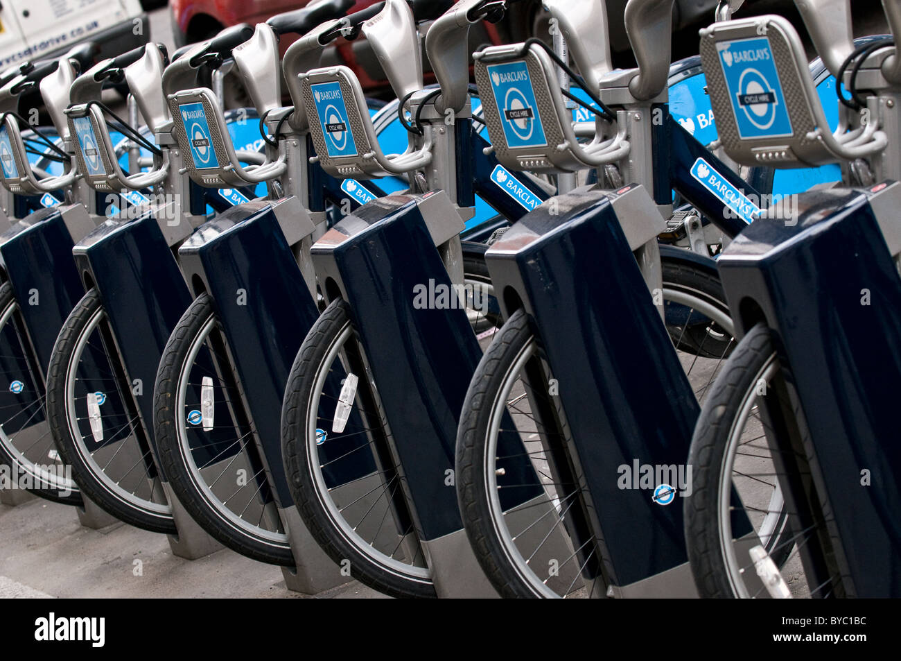 Barclays Noleggio Biciclette regime. Foto Stock