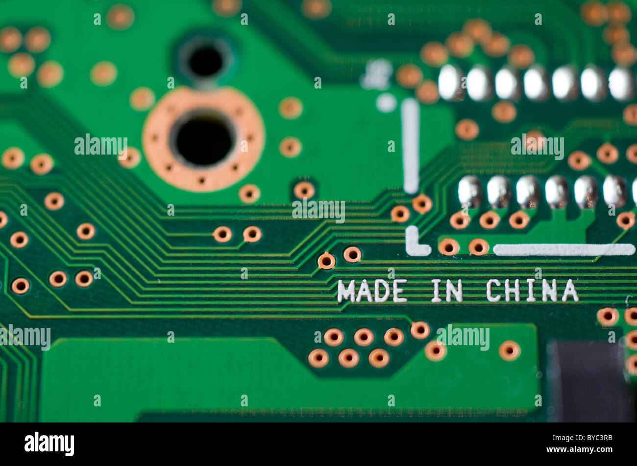 Scheda a circuito stampato con made in China stampati su di essa Foto Stock
