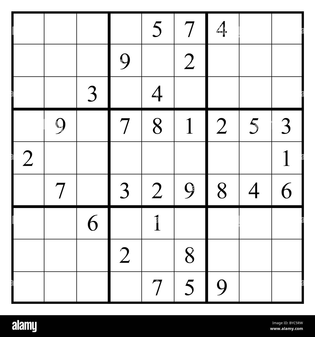 Dispositivo di puntamento con un puzzle sudoku. Questo layout di sudoku fornisce una rivolta verso sinistra freccia. La soluzione è su Alamy come tramitec5T2. Foto Stock