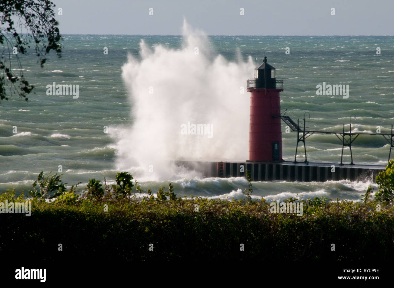 South Haven South Pier luce; Sud Haven, Michigan, Stati Uniti d'America Foto Stock