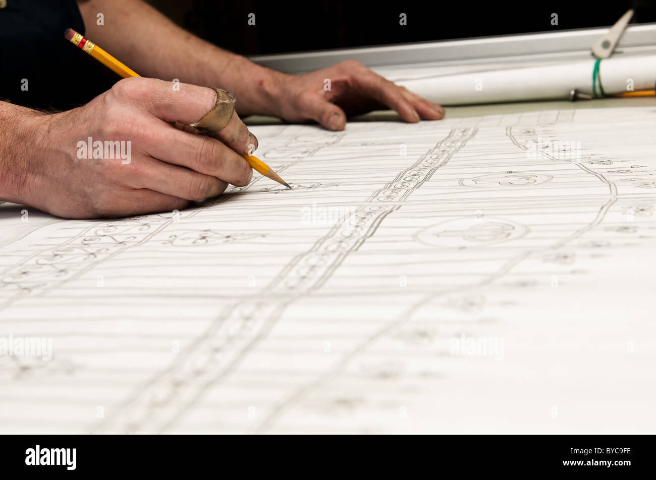 Man mano il disegno Foto Stock