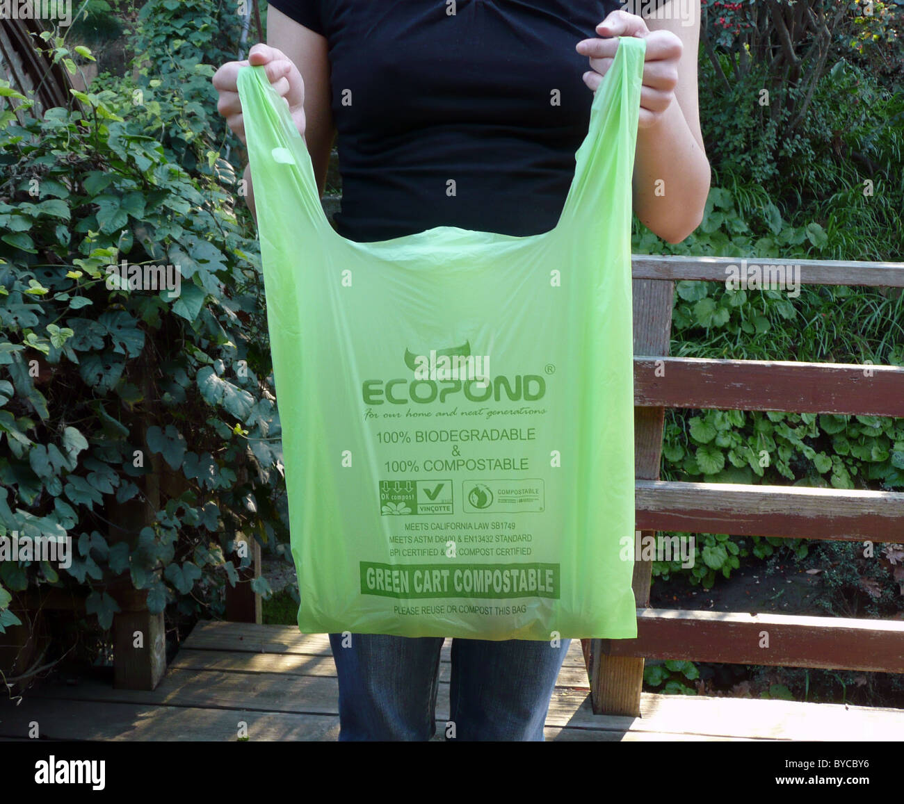 Biodegradabile e compostabile shopping bag per uso in San Francisco, California 2011 Foto Stock
